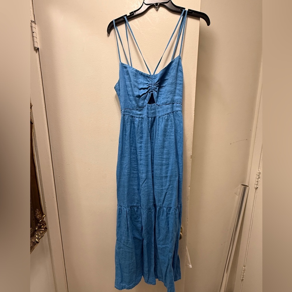 Mango Blue Textured Dress